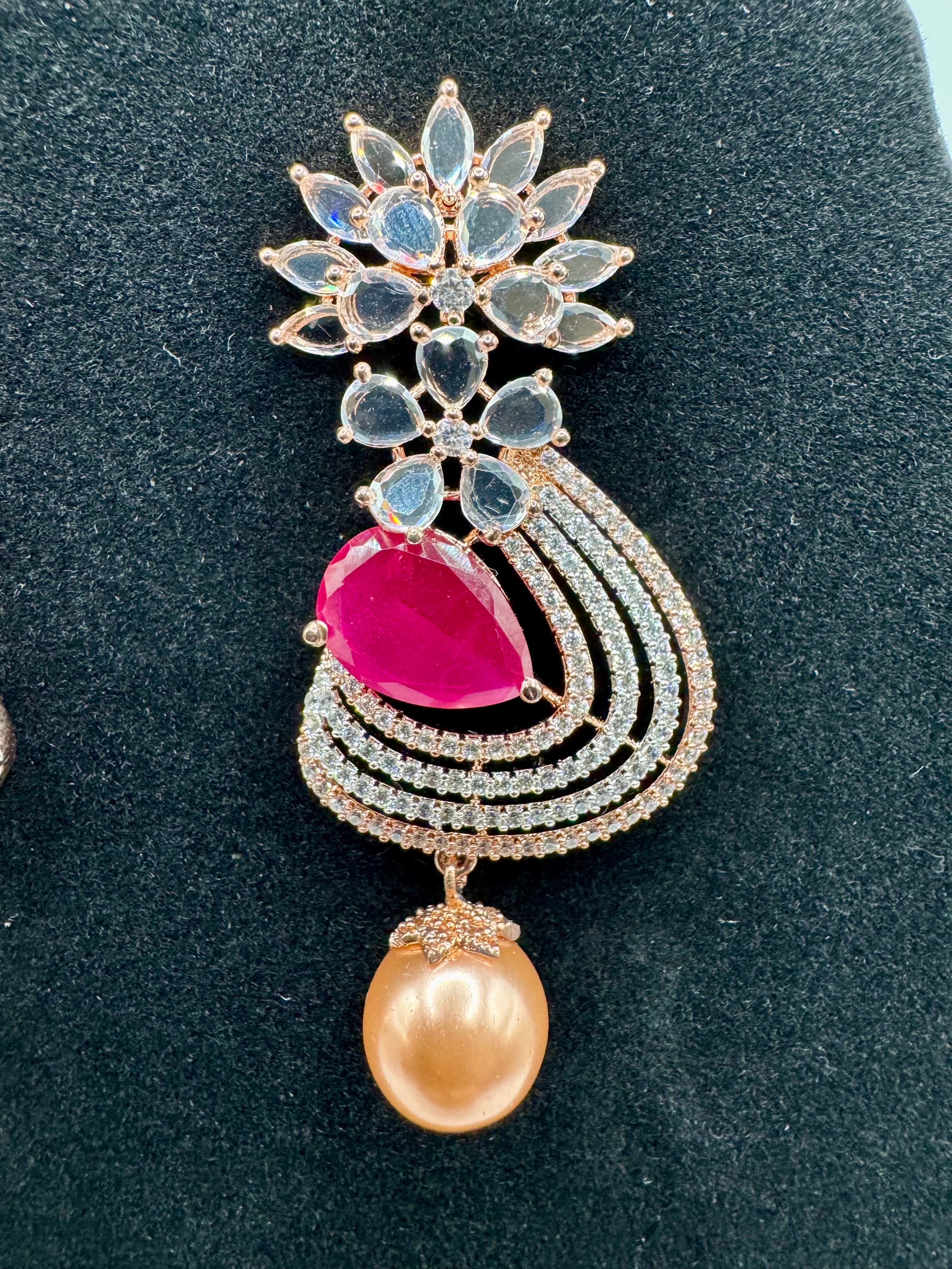 Ruby & Pearl Earrings