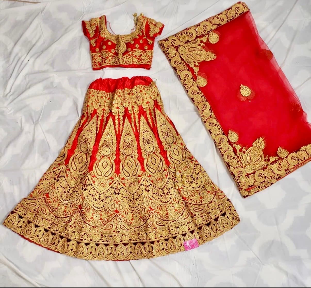 Stunning Red and Gold Embroidered Bridal Lehenga Choli with Dupatta
