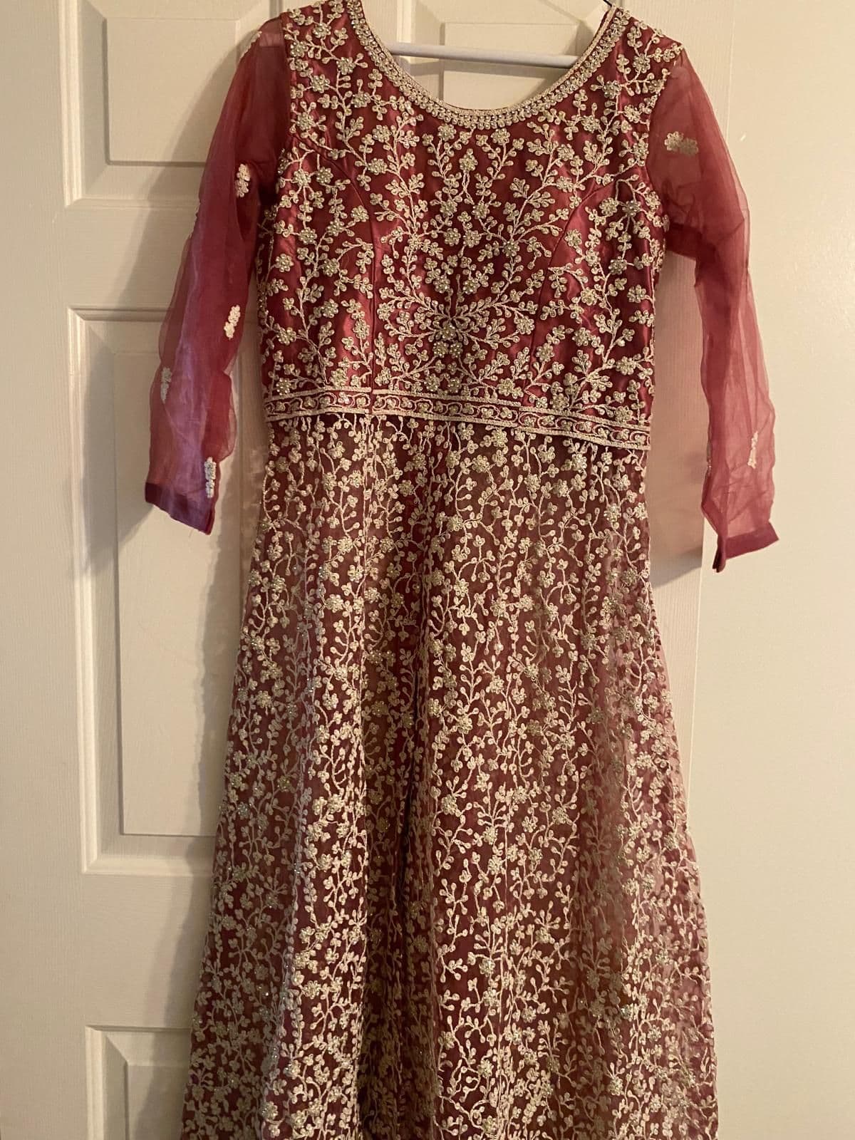 Elegant Deep Pink Anarkali Suit with Gold Thread and Sequin Embroidery