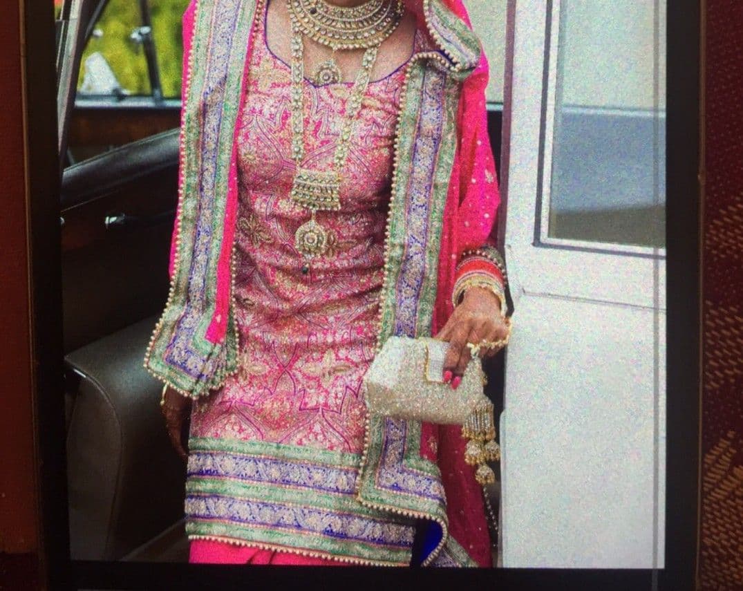 Vibrant Pink and Gold Embroidered Punjabi Suit with Patiala Salwar and Dupatta