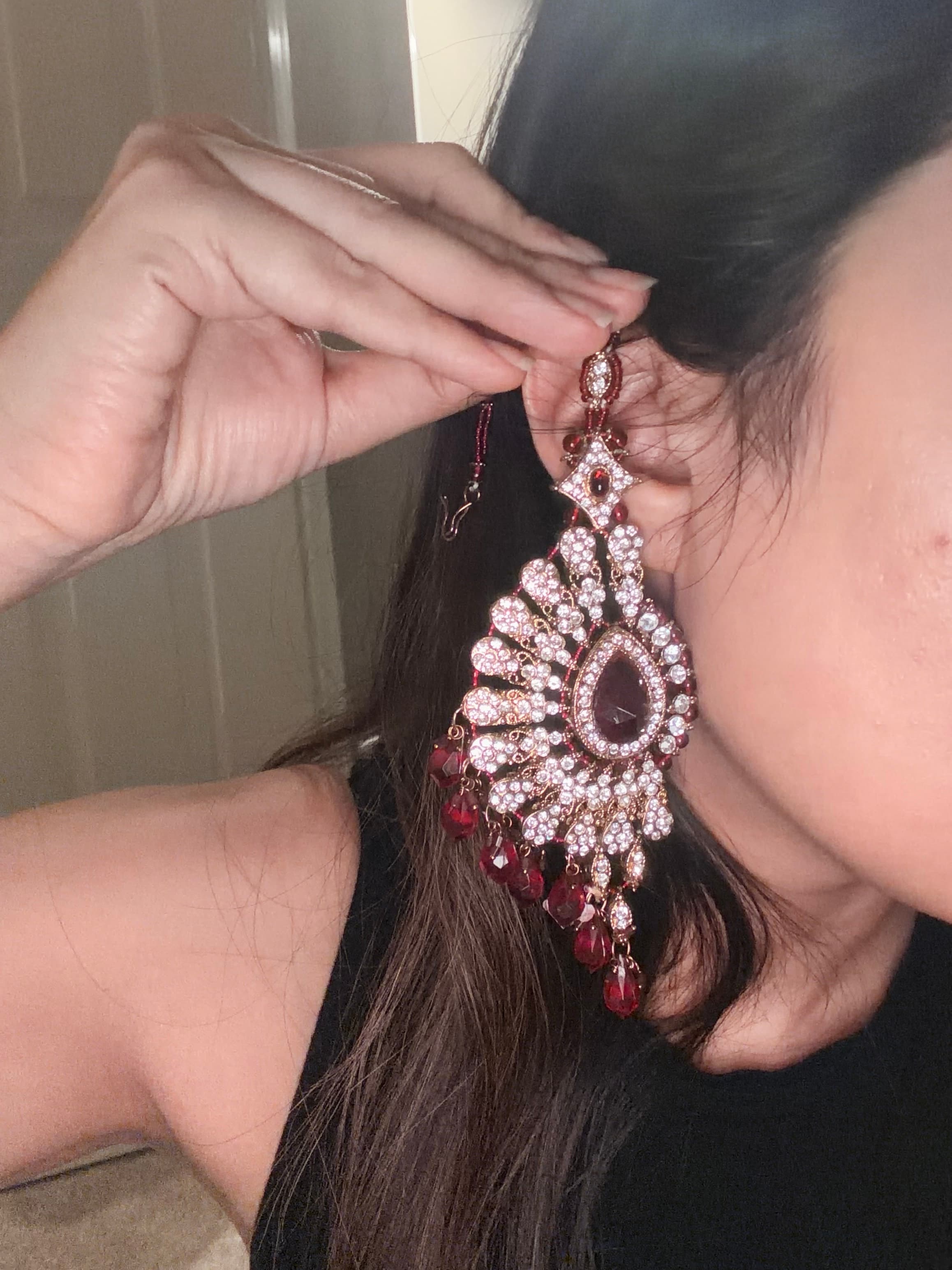 Ruby Red Earrings.