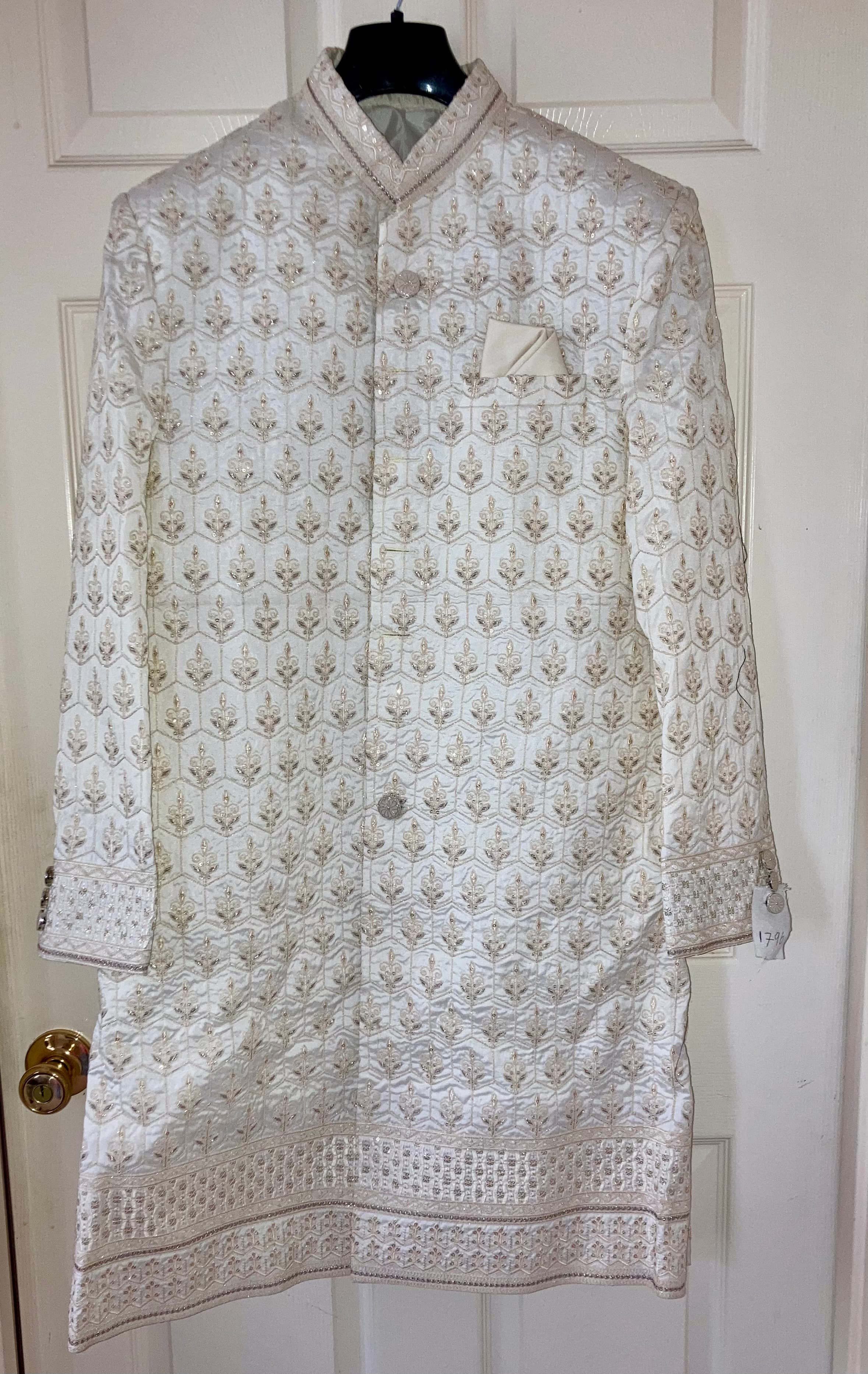 Elegant Cream Sherwani with Gold Embroidery - Perfect for Weddings & Formal Events