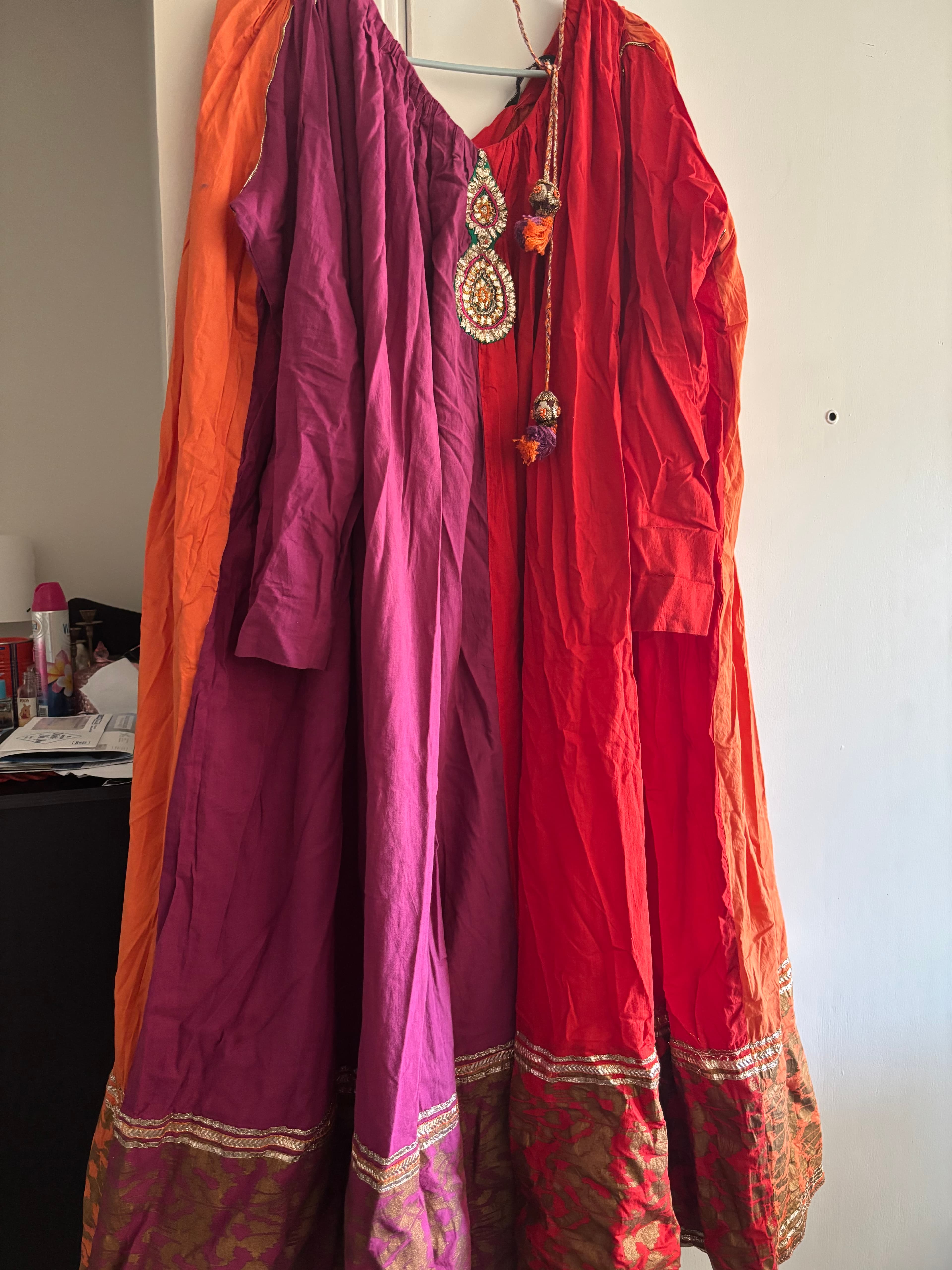 Vibrant Multi-Color frock with Gota Patti and Mirror Work