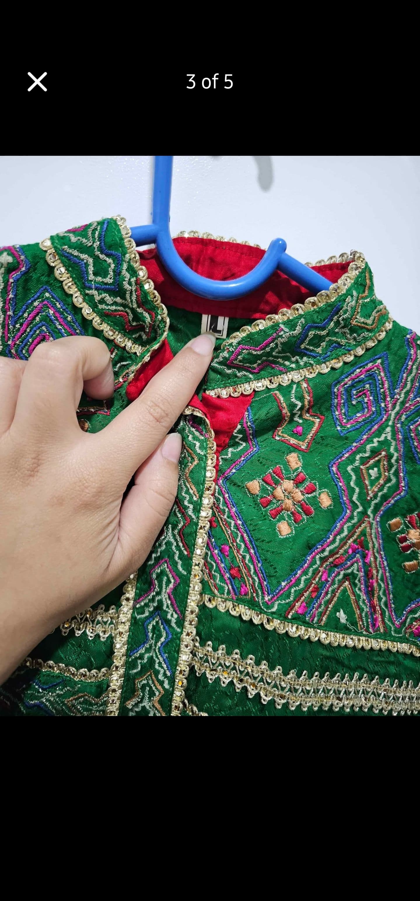 Vibrant Green & Red Embroidered Salwar Suit with Dupatta