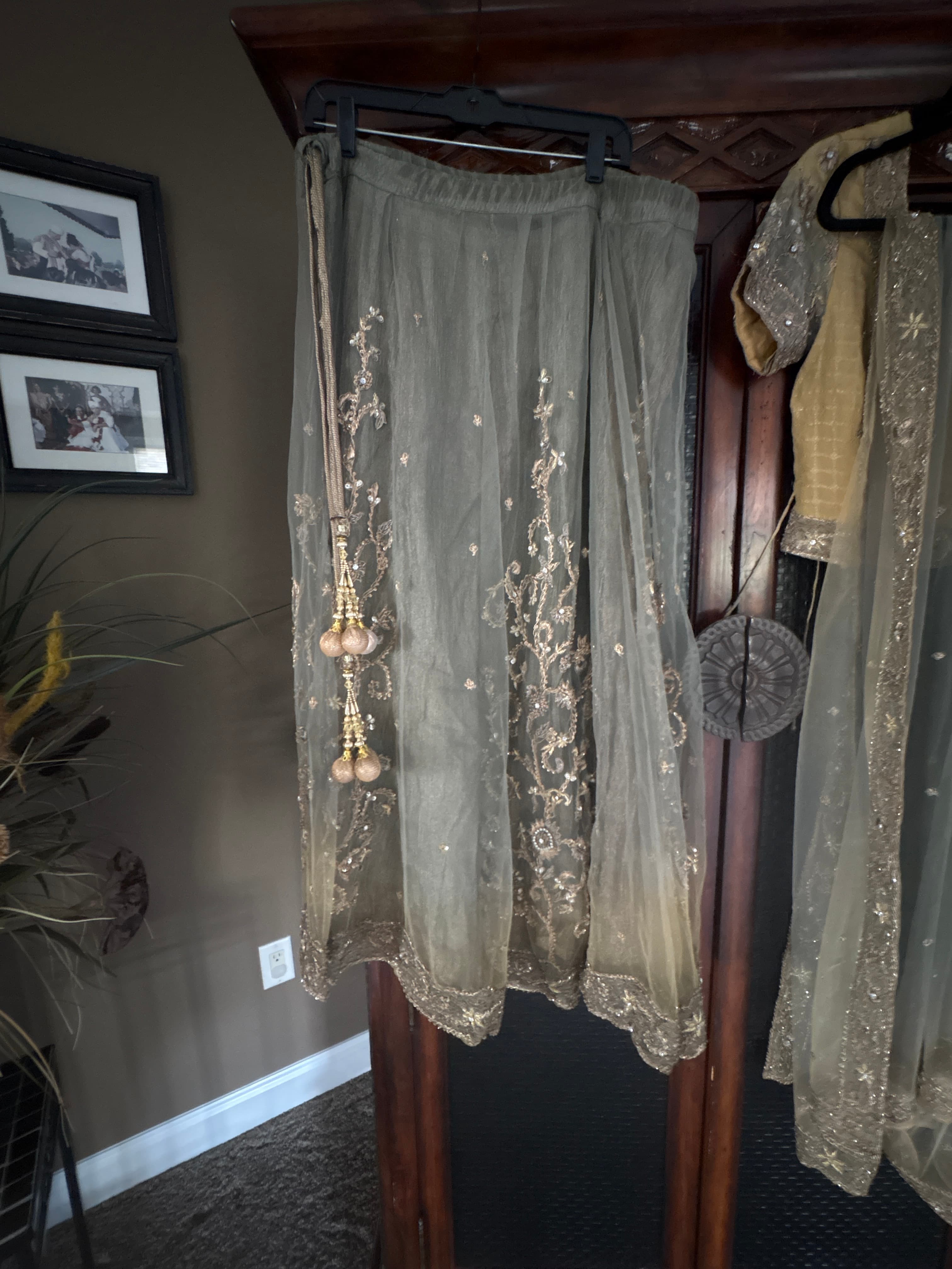 Sage and gold lehenga