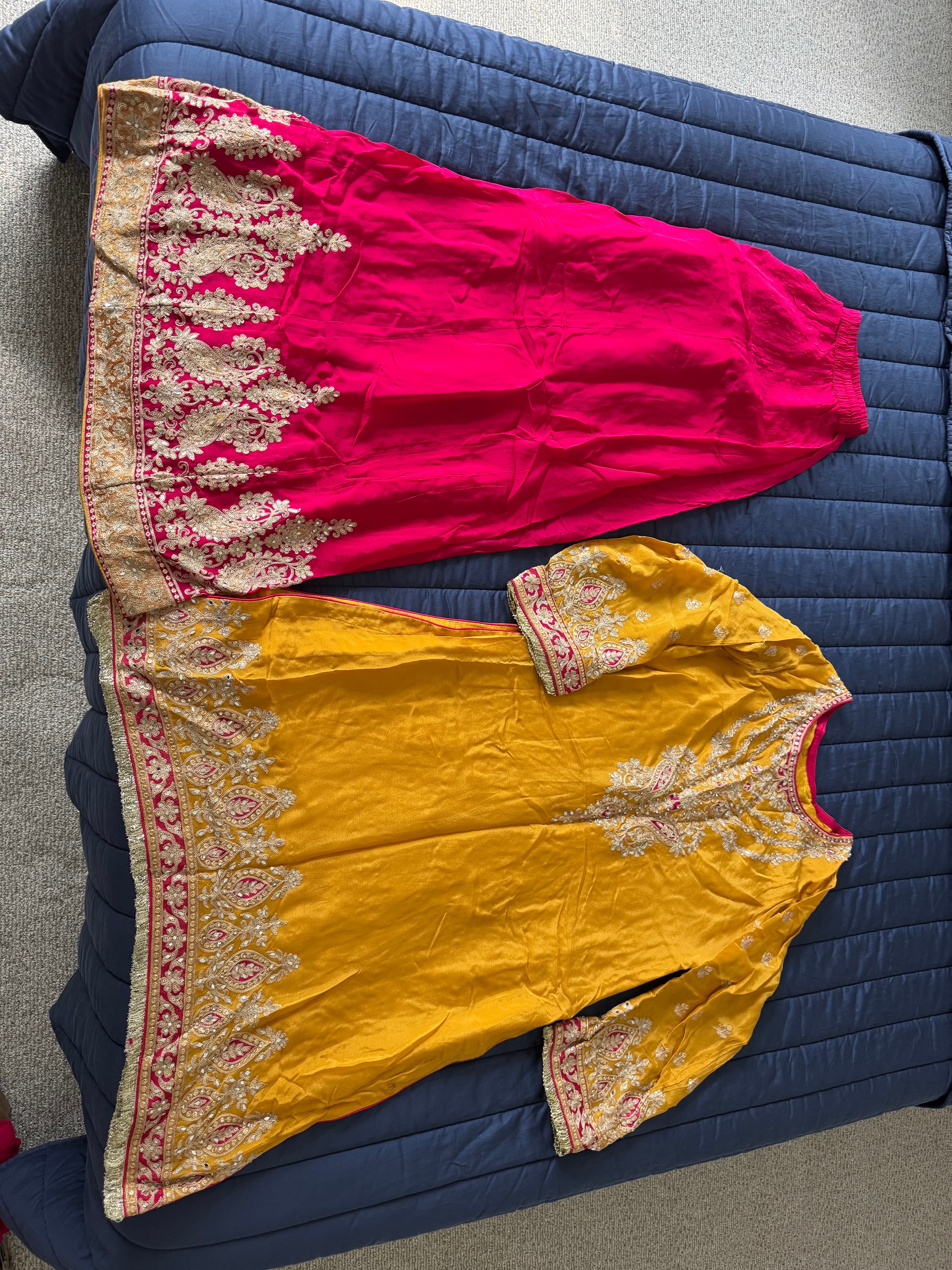 Yellow and Pink Salwar suit