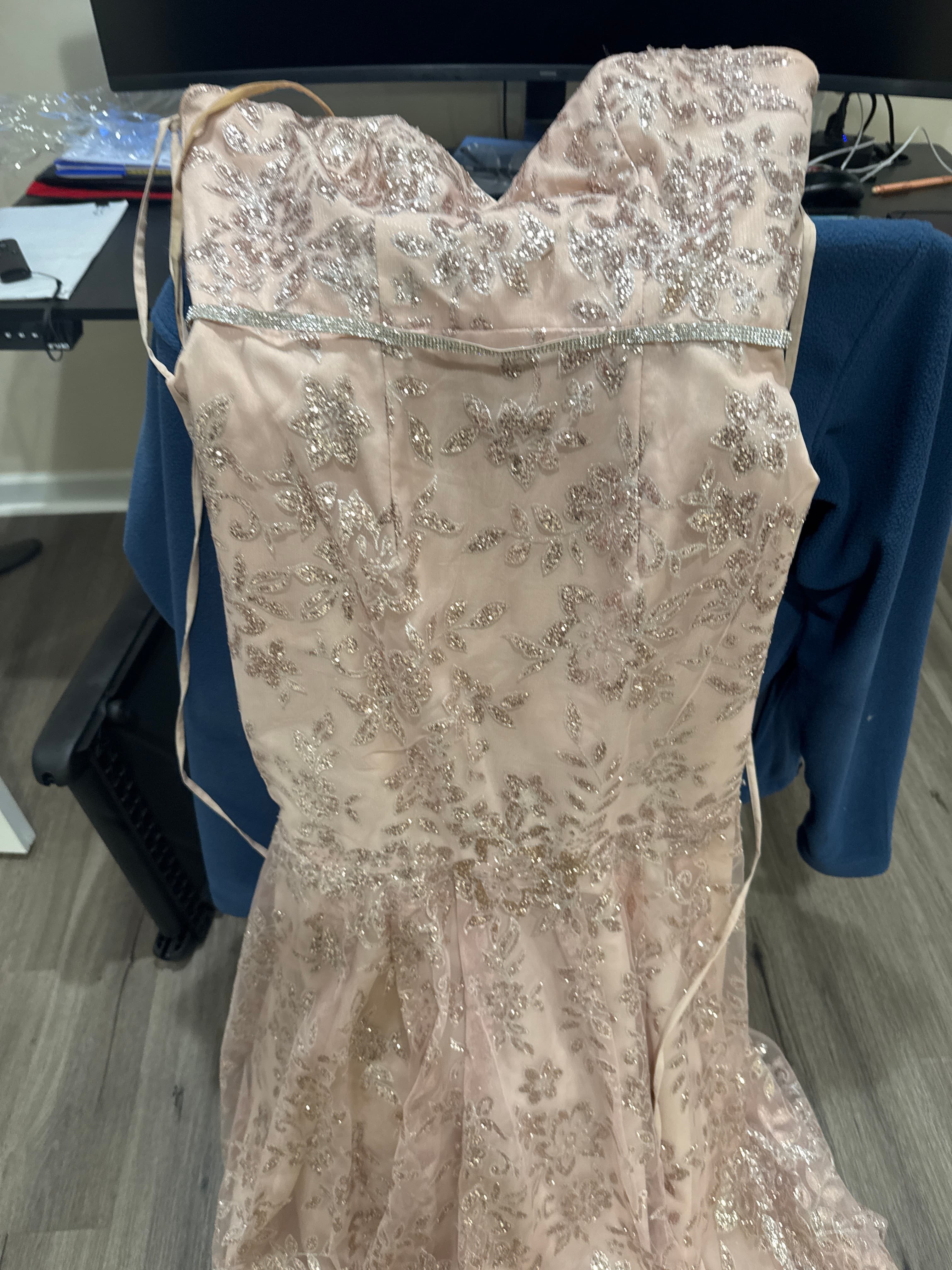 Elegant Blush Pink Indowestern Gown with Silver Sequin and Thread Work