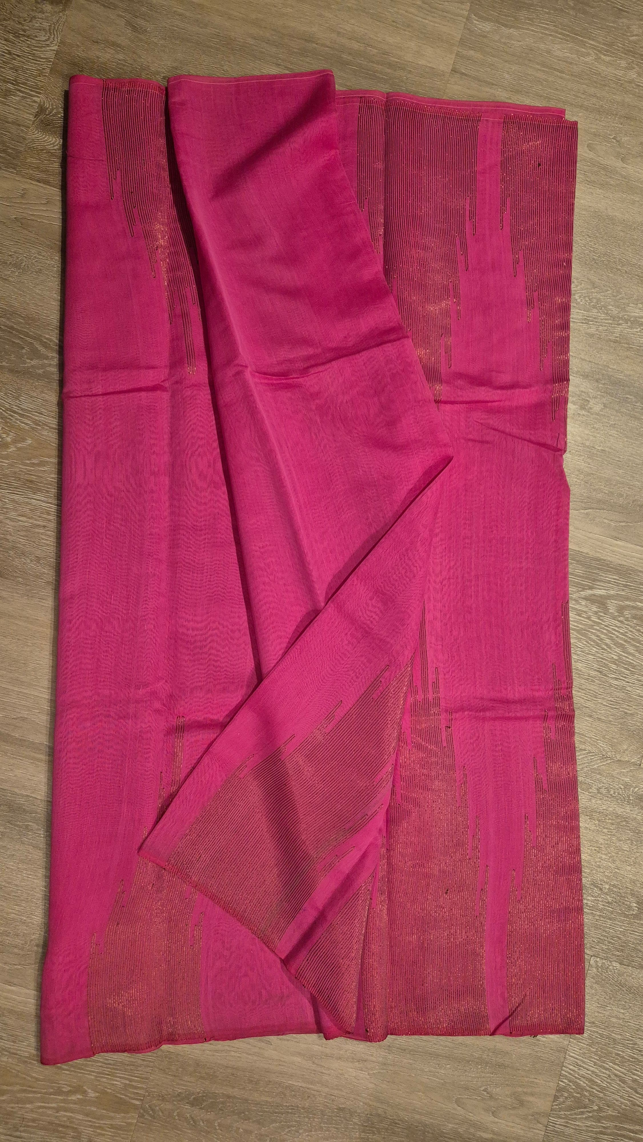 Brand new_Pink Saree with Gold Zari Weave_