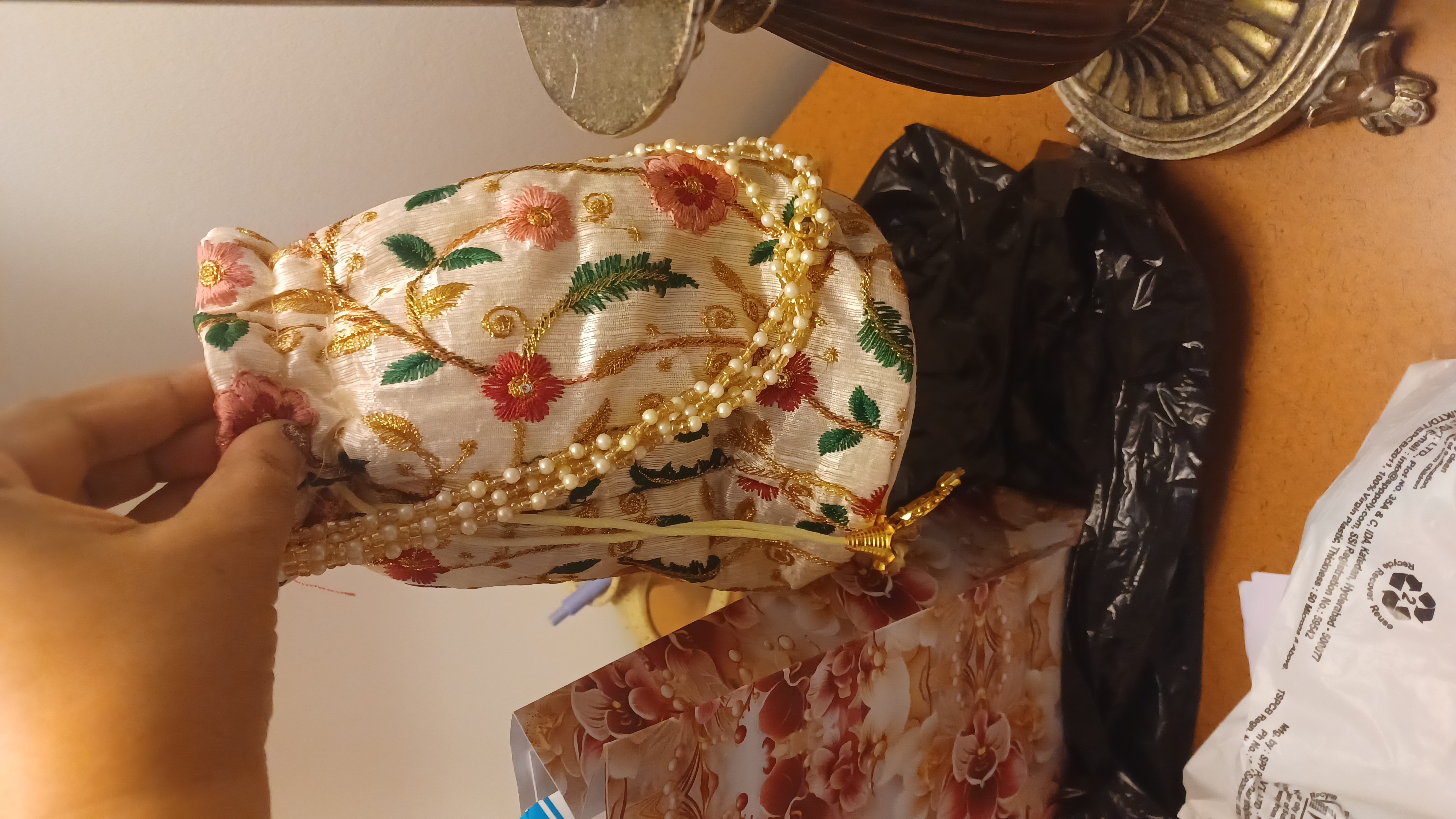 Embroidered potli bag