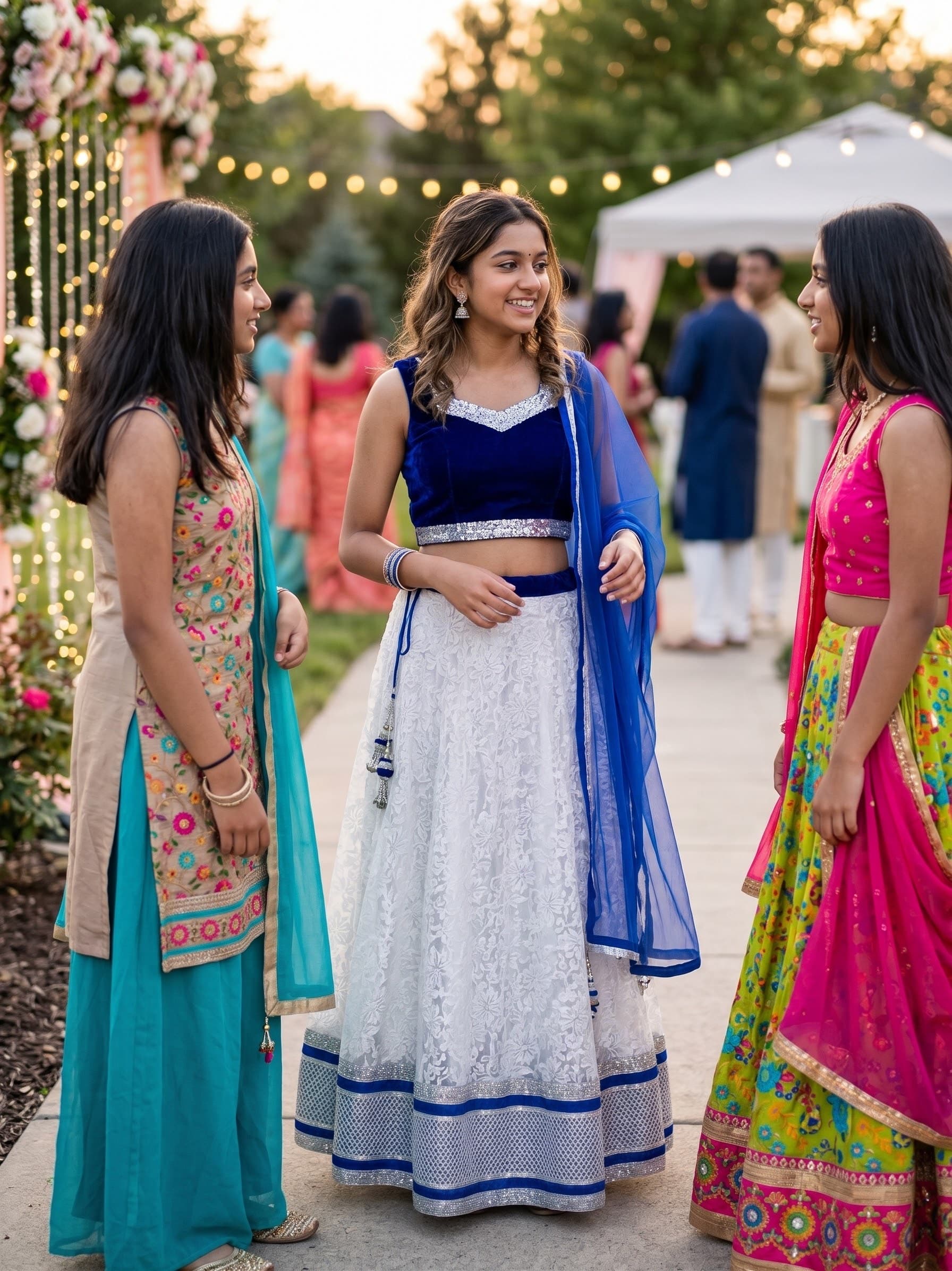 Elegant Blue Velvet and Silver Net Lehenga Choli Set