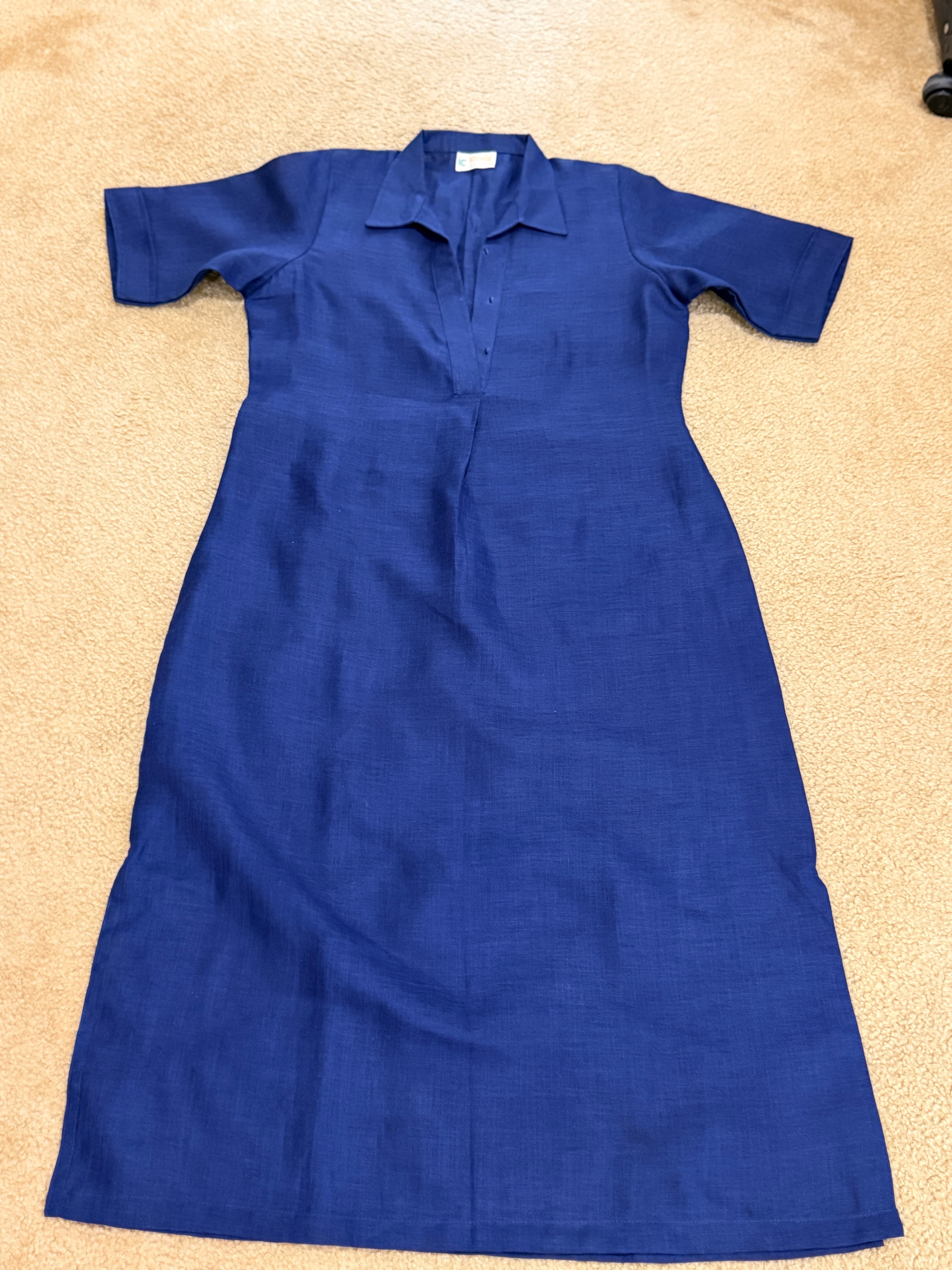 Elegant Royal Blue Linen Blend Kurta Dress - Versatile Everyday Wear
