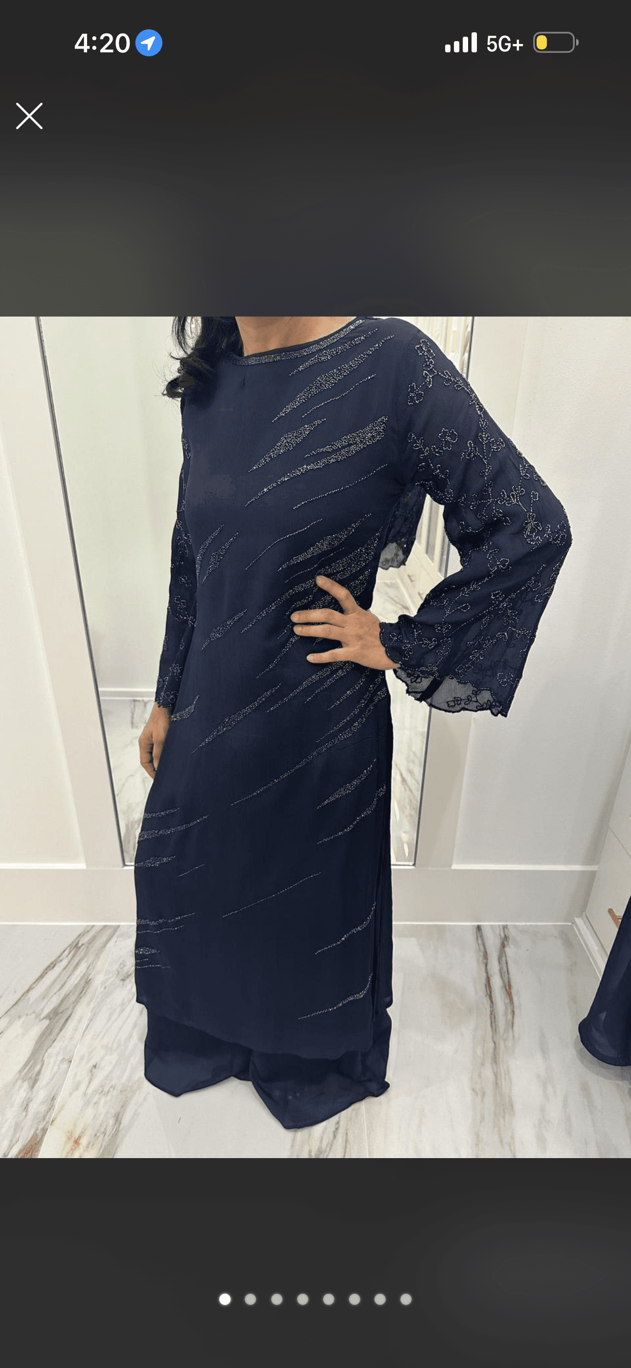 Indowestern Navy Blue Salwar Kameez Kurti Set with Palazzo Pants and Dupatta